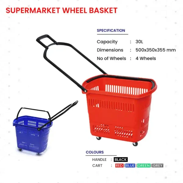 Supermarket Shopping Wheel Basket